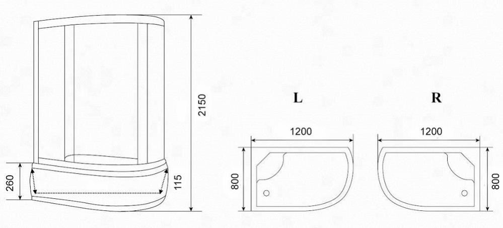 Душевая кабина Parly Bianco BMM120L 120*80*215