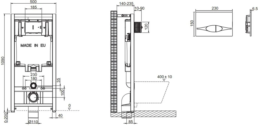 Комплект Унитаз подвесной Jacob Delafon Patio + Крышка July / Brive 017503 с микролифтом, петли хром + Инсталляция E21822-CP с кнопкой хром