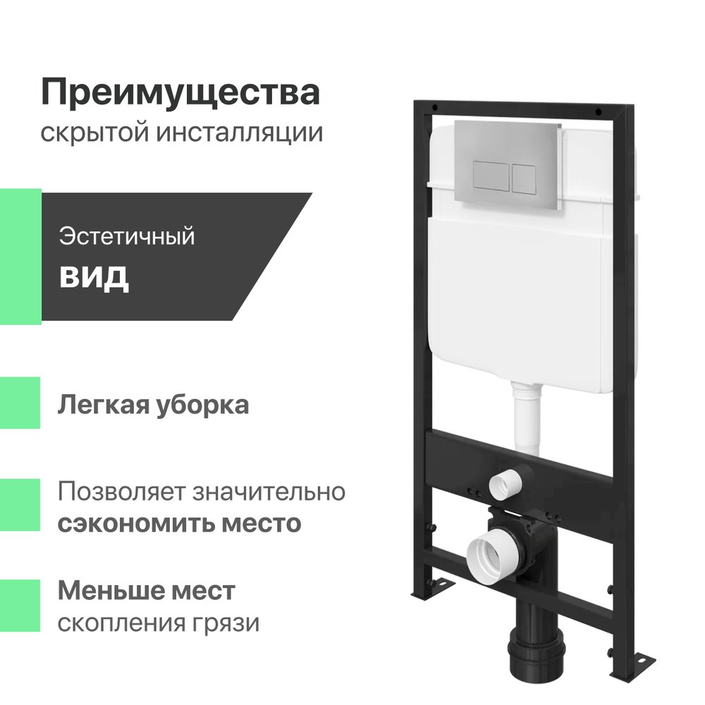 Комплект  Унитаз подвесной Grossman GR-4455S безободковый + Система инсталляции для унитазов EWRIKA ProLT 0026-2020 + Кнопка смыва EWRIKA 0041 хром