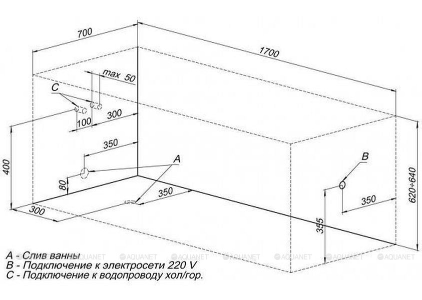 Акриловая ванна Aquanet Nord NEW 170x70