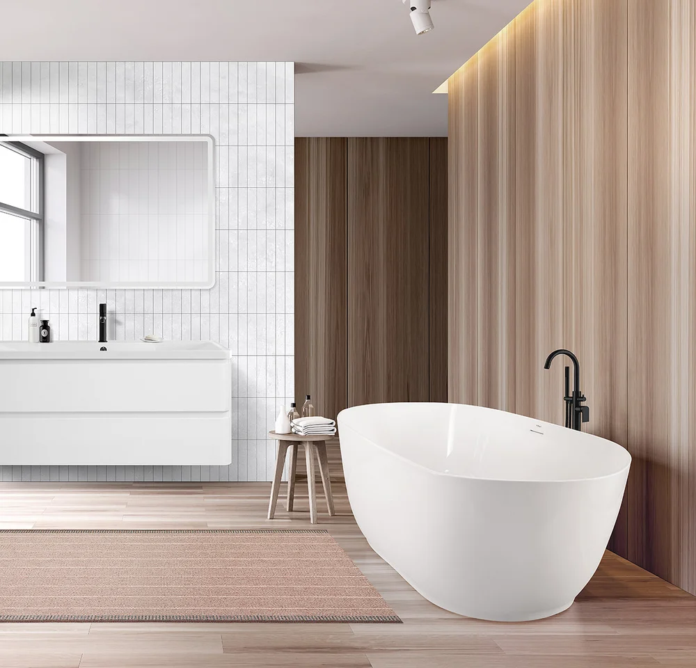 Акриловая ванна BelBagno BB413 170x80 см, отдельностоящая, овальная, со сливом-переливом, с донным клапаном