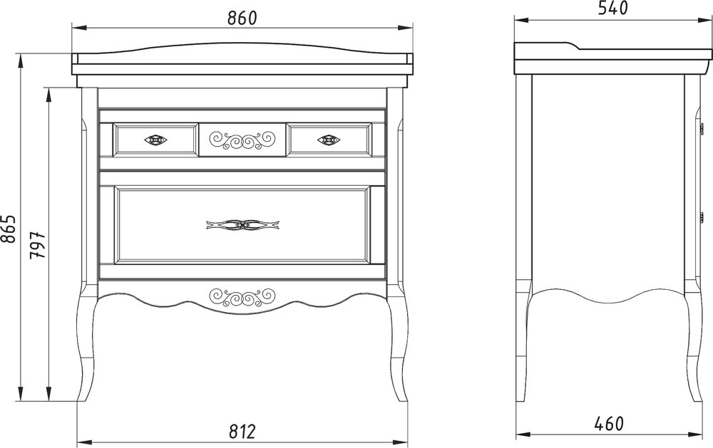 Мебель для ванной ASB-Woodline Модерн 85 антикварный орех