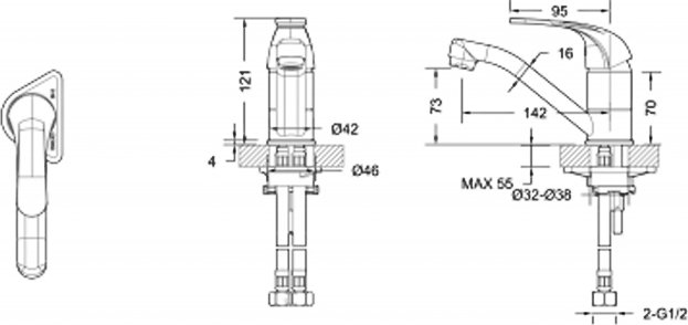 Смеситель для раковины Bravat Fit F1233188CP-RUS