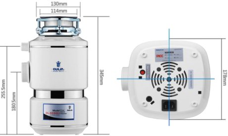 Комплект  Мойка кухонная Oulin OL-0369R + Измельчитель отходов Oulin OL-KDS553 + Адаптер для измельчителя Oulin Адаптер квадратный