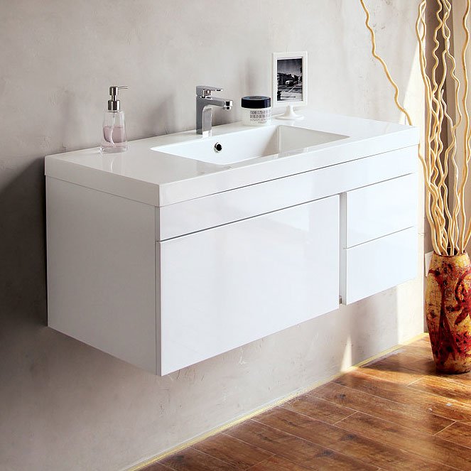 Тумба с раковиной BelBagno Luce 100 bianco lucido