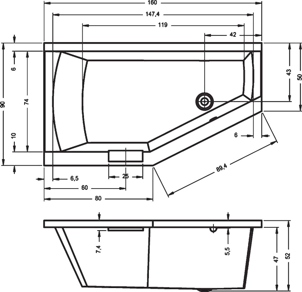 Акриловая ванна Riho Geta 160 R