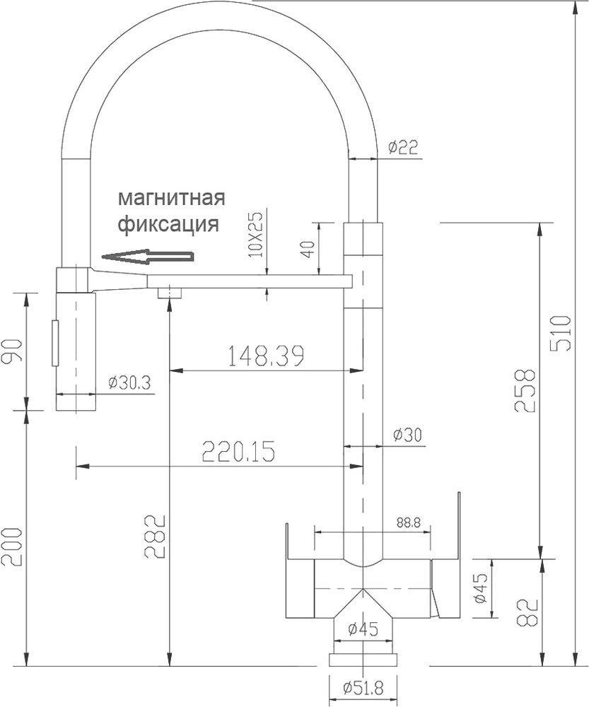 Смеситель для кухни Zorg Sanitary SZR-3030 BRONZE бронза