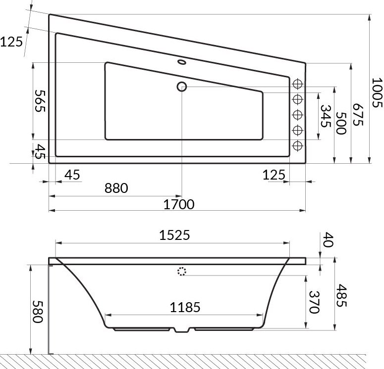 Ванна акриловая Excellent Sfera 170x100 правая