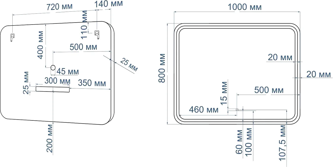 Зеркало Art&Max Genova AM-Gen-1000-800-DS-F-White 100х80 белое, с LED-подсветкой, 6000К