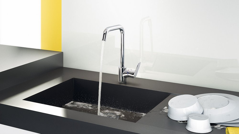 Комплект  Смеситель для кухни Hansgrohe Focus 31820000 + Фартук для кухни Hansgrohe черный