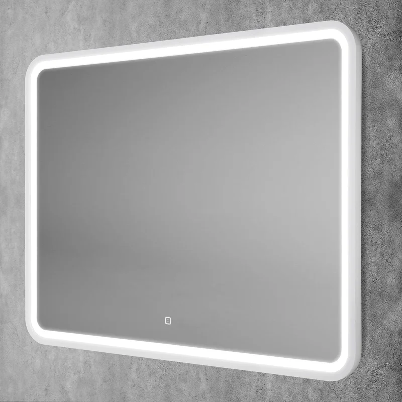 Зеркало Art&Max Genova AM-Gen-1000-800-DS-F-White 100х80 белое, с LED-подсветкой, 6000К