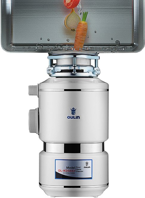 Комплект  Мойка кухонная Oulin OL-0369R + Измельчитель отходов Oulin OL-KDS553 + Адаптер для измельчителя Oulin Адаптер квадратный