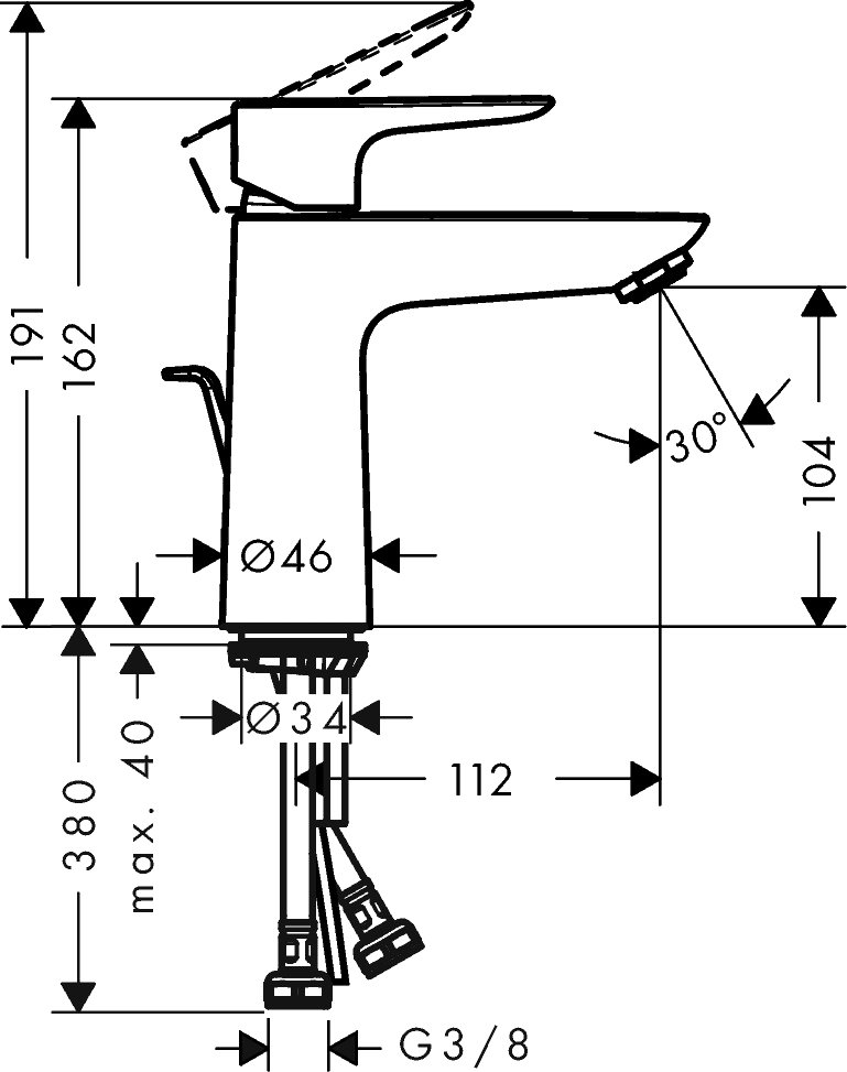 Смеситель для раковины Hansgrohe Talis E 71710670 с донным клапаном