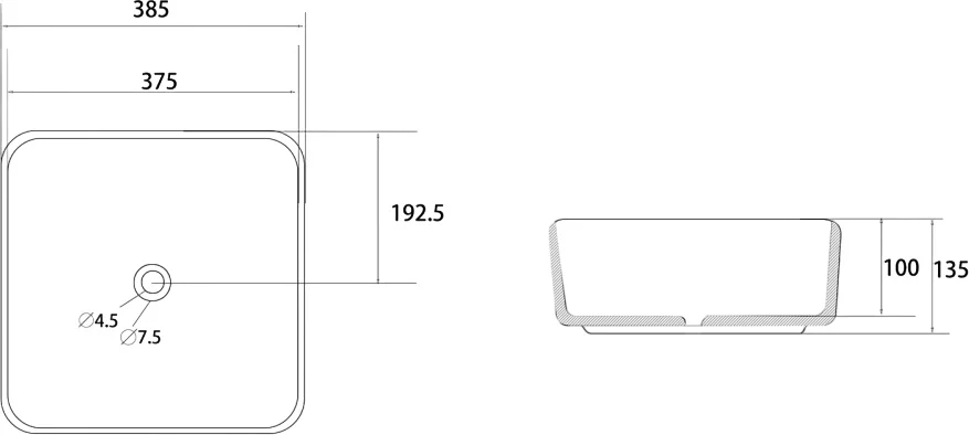 Раковина Abber Rechteck AC2211MS матовое серебро