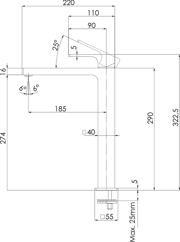 Смеситель для раковины Remer Absolute AU11L хром