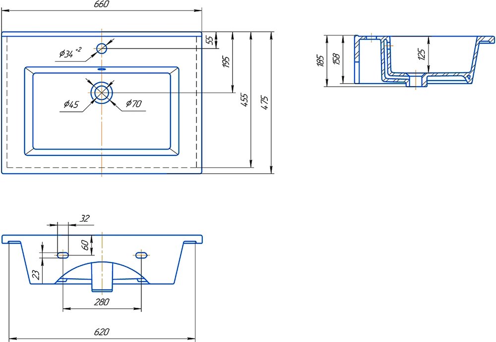 Тумба с раковиной ASB-Mebel Белмонти 65 ясень браш, софт синий