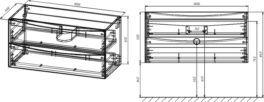 Тумба с раковиной Vincea Mia 100 темный дуб