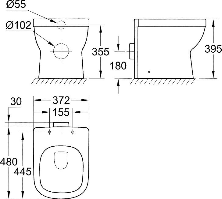 Унитаз приставной Grohe Euro Ceramic 3932900H