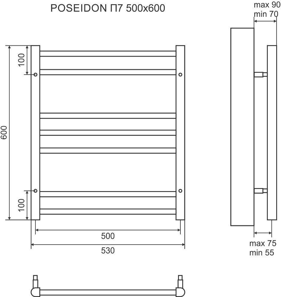 Полотенцесушитель электрический Lemark Poseidon П7 50x60